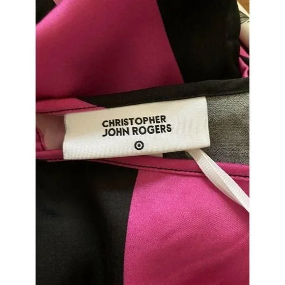 Christopher John Rogers for Target Pink/Black Striped Short Sleeve Maxi Dress - Picture 5 of 6